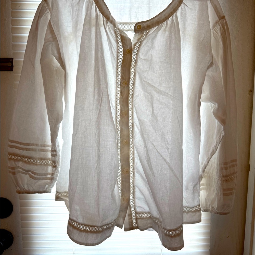 Lucky Brand White Button-Down Blouse